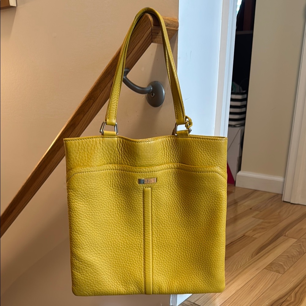 Yellow Leather Tote Bag